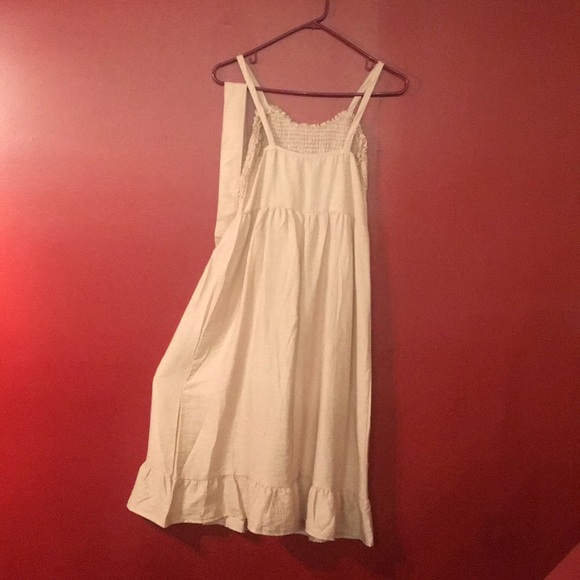 Khaki colored midi sundress with fabric belt - Picture 4 of 5